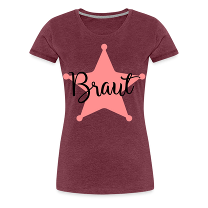 Frauen Premium T-Shirt - JGA T-Shirt für die Braut - Bordeauxrot meliert