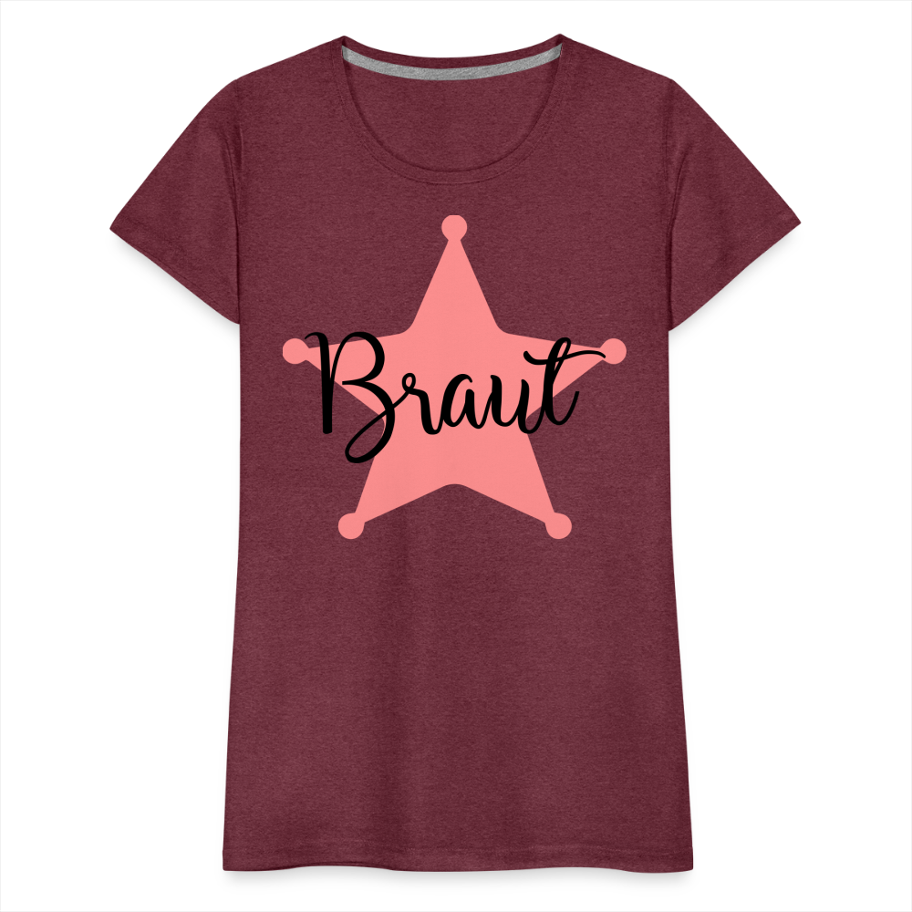 Frauen Premium T-Shirt - JGA T-Shirt für die Braut - Bordeauxrot meliert