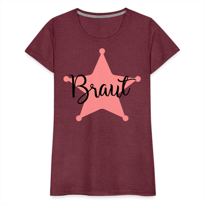 Frauen Premium T-Shirt - JGA T-Shirt für die Braut - Bordeauxrot meliert