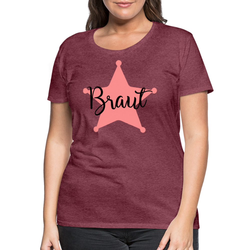 Frauen Premium T-Shirt - JGA T-Shirt für die Braut - Bordeauxrot meliert