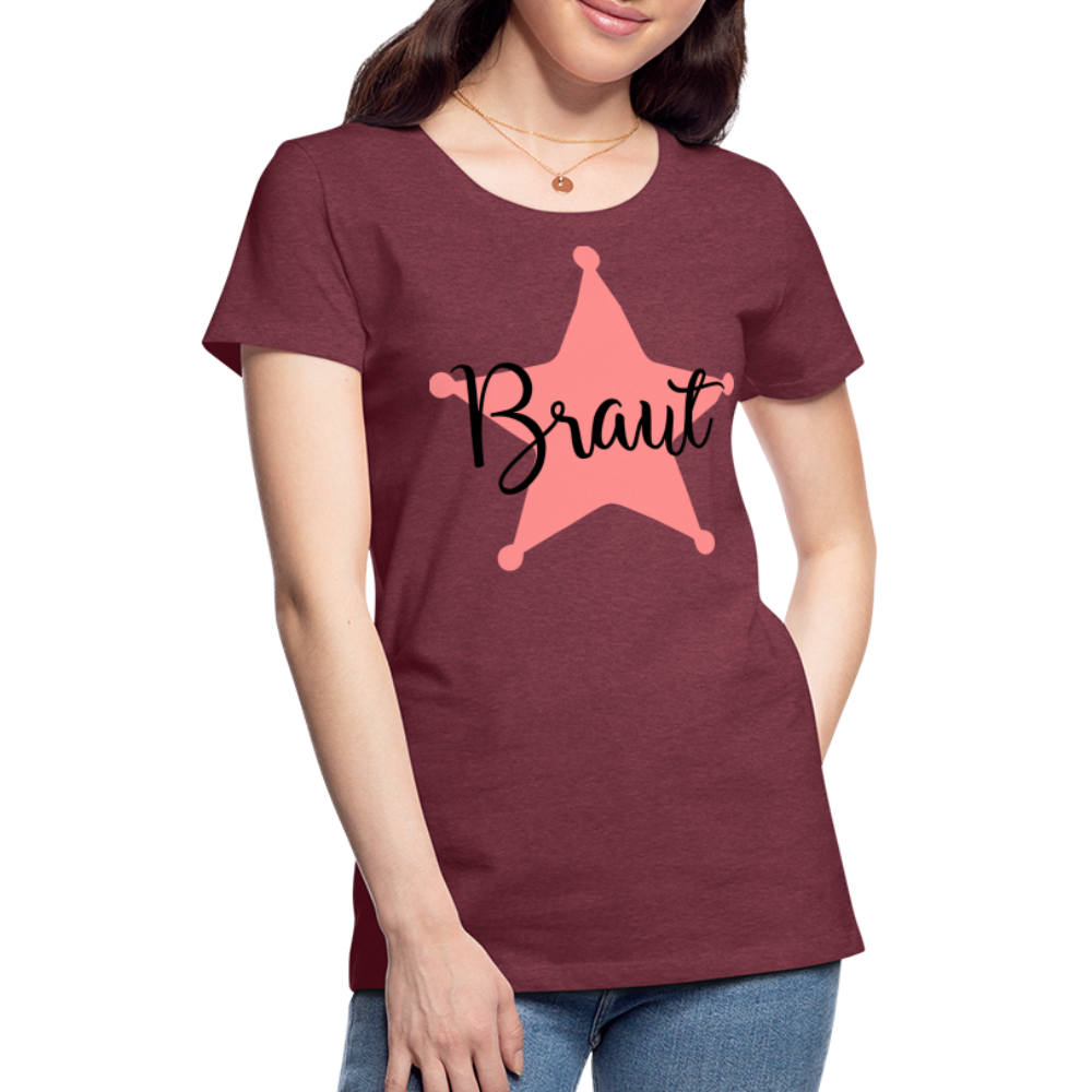 Frauen Premium T-Shirt - JGA T-Shirt für die Braut - Bordeauxrot meliert