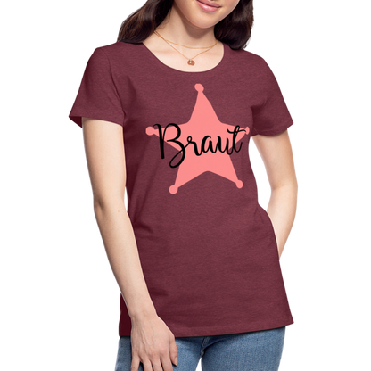 Frauen Premium T-Shirt - JGA T-Shirt für die Braut - Bordeauxrot meliert