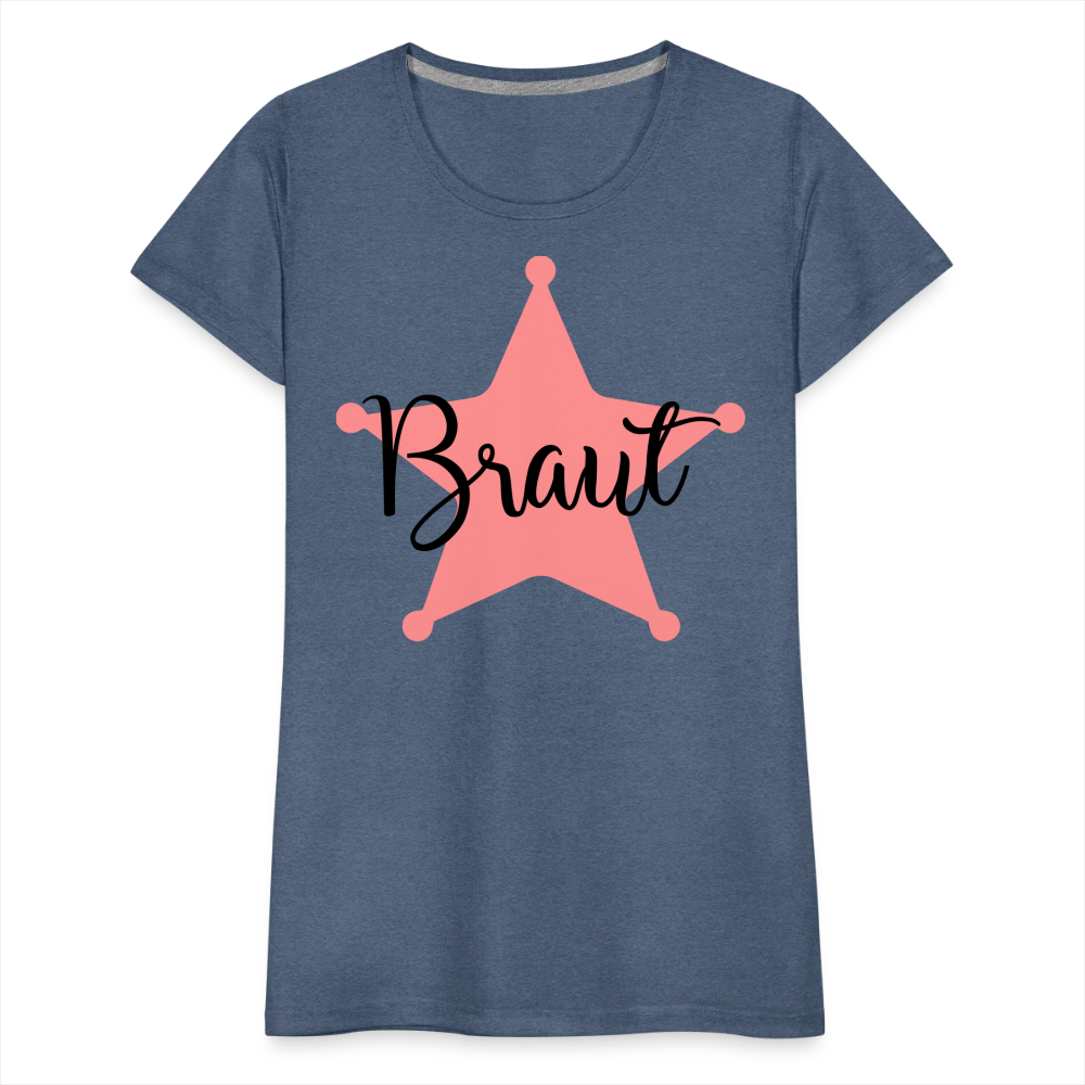 Frauen Premium T-Shirt - JGA T-Shirt für die Braut - Blau meliert