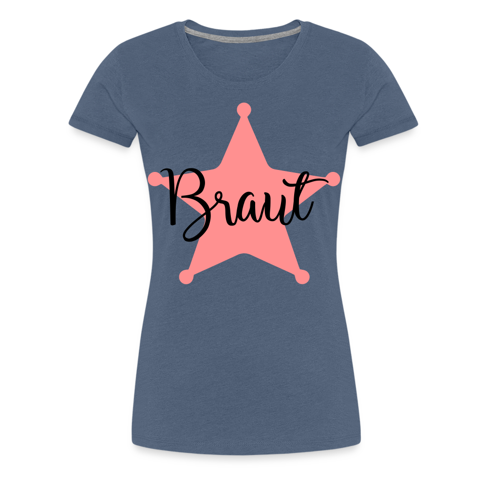 Frauen Premium T-Shirt - JGA T-Shirt für die Braut - Blau meliert