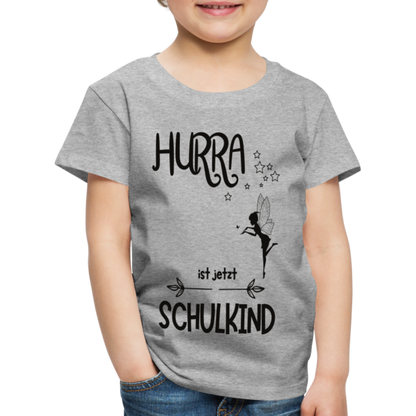 Kinder T-Shirt personalisierbar zum Schulanfang - Fee - Grau meliert