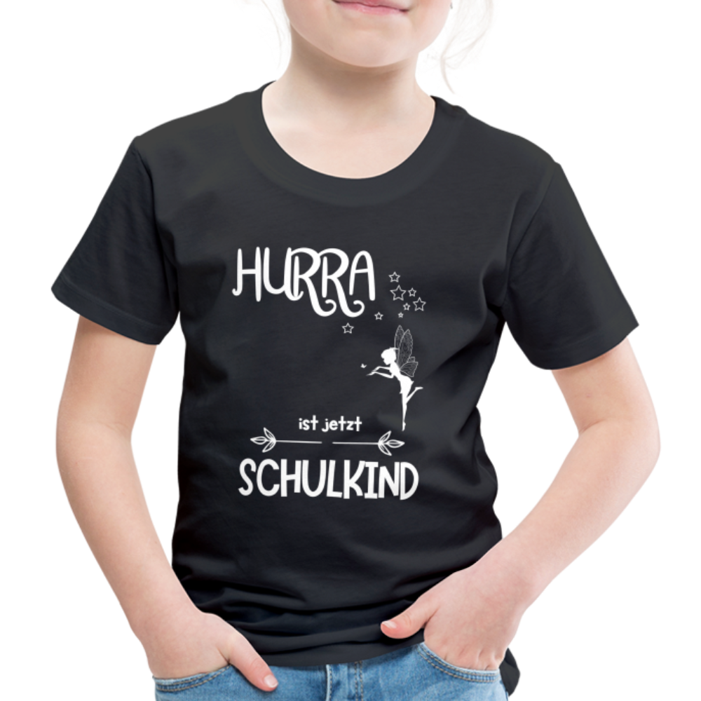 Kinder T-Shirt für den Schulanfang mit Fee Motiv- personalisierbar - Schwarz