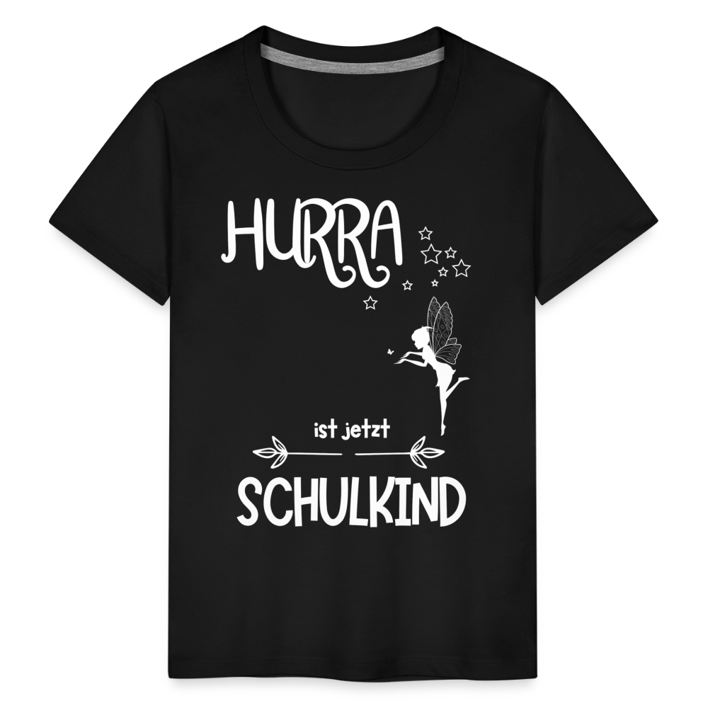 Kinder T-Shirt für den Schulanfang mit Fee Motiv- personalisierbar - Schwarz