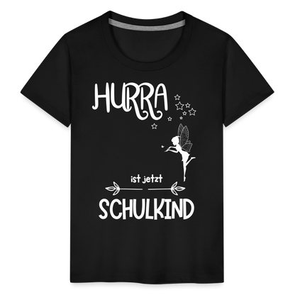 Kinder T-Shirt für den Schulanfang mit Fee Motiv- personalisierbar - Schwarz