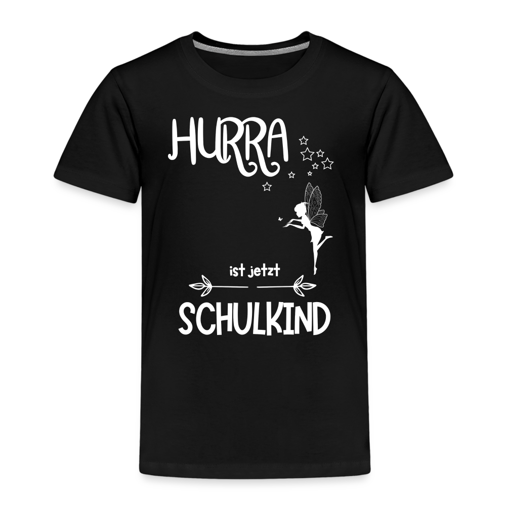 Kinder T-Shirt für den Schulanfang mit Fee Motiv- personalisierbar - Schwarz