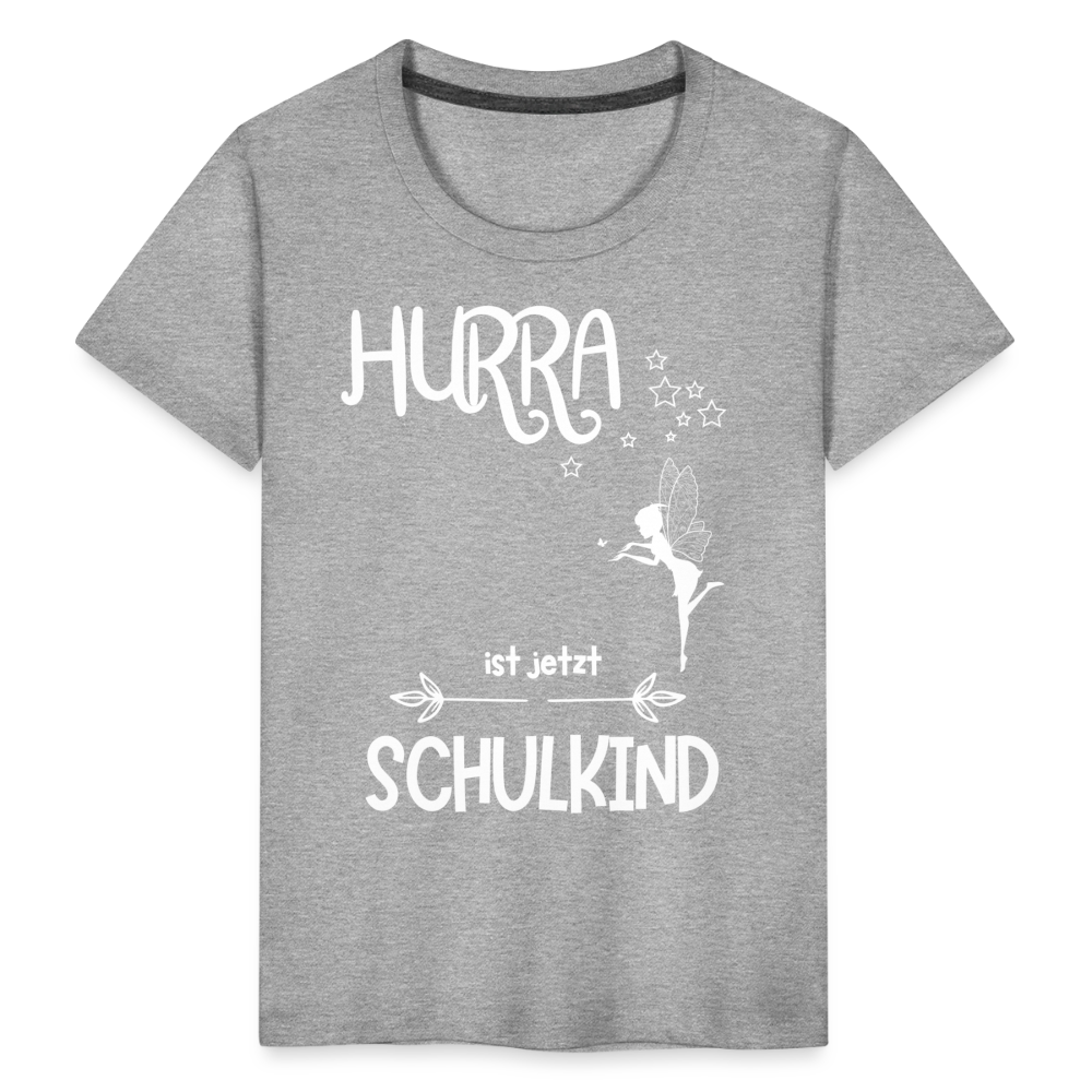 Kinder T-Shirt für den Schulanfang mit Fee Motiv- personalisierbar - Grau meliert