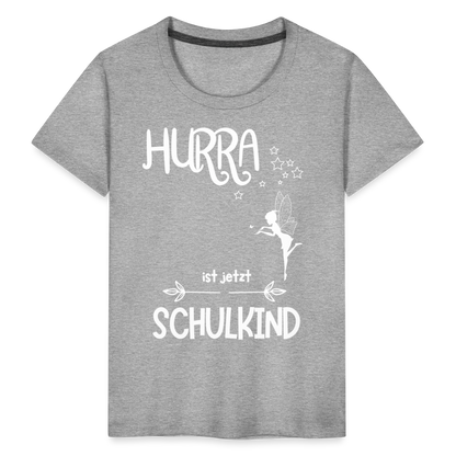 Kinder T-Shirt für den Schulanfang mit Fee Motiv- personalisierbar - Grau meliert