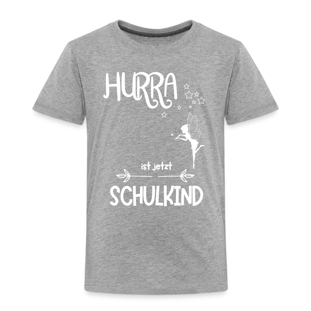 Kinder T-Shirt für den Schulanfang mit Fee Motiv- personalisierbar - Grau meliert