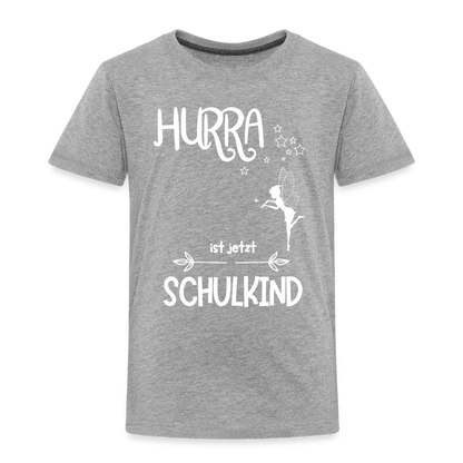 Kinder T-Shirt für den Schulanfang mit Fee Motiv- personalisierbar - Grau meliert