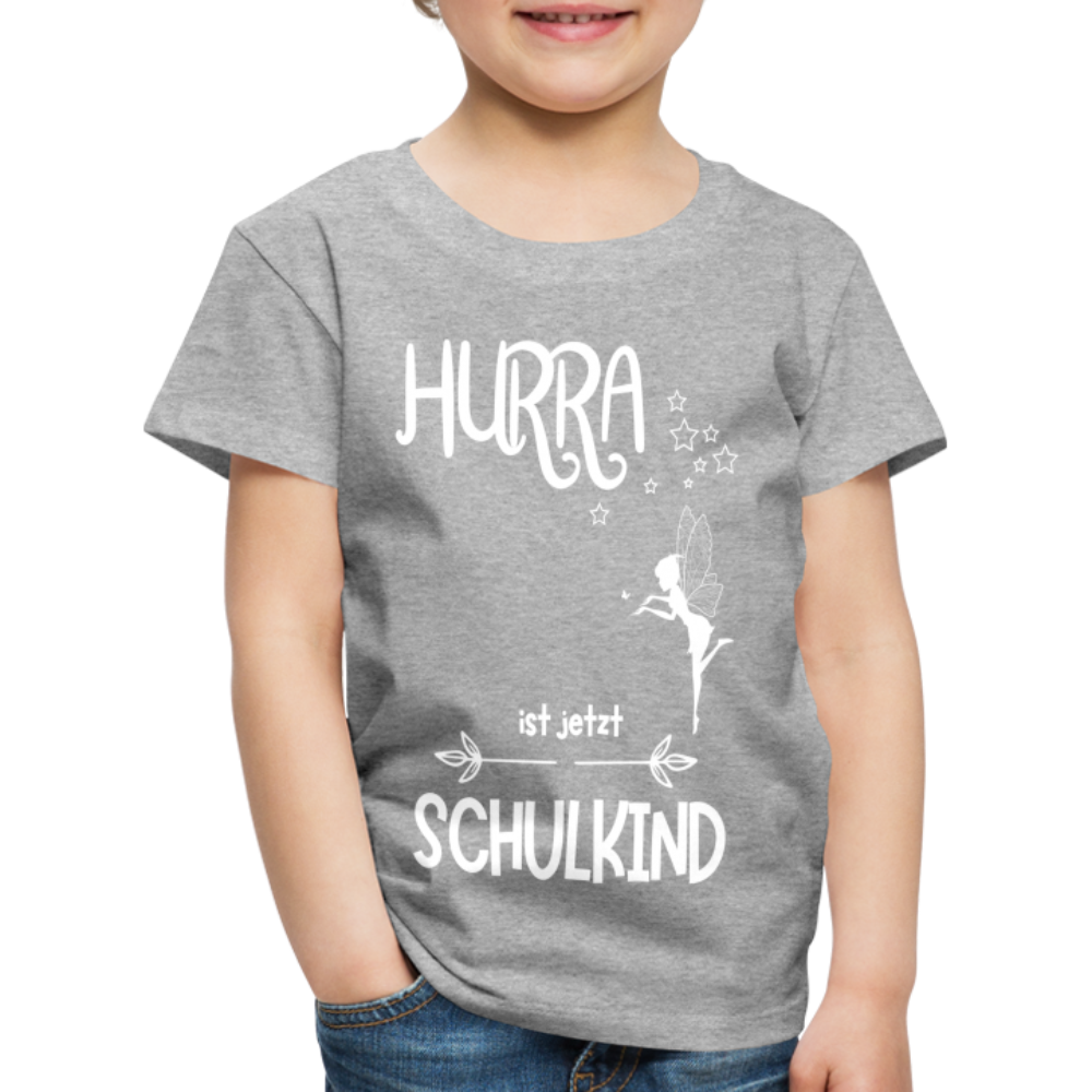 Kinder T-Shirt für den Schulanfang mit Fee Motiv- personalisierbar - Grau meliert