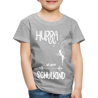 Kinder T-Shirt für den Schulanfang mit Fee Motiv- personalisierbar - Grau meliert