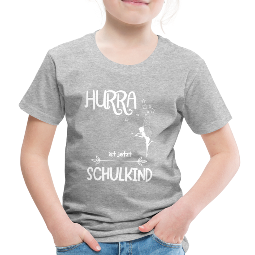 Kinder T-Shirt für den Schulanfang mit Fee Motiv- personalisierbar - Grau meliert