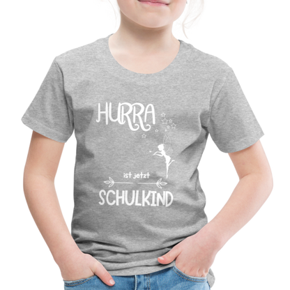 Kinder T-Shirt für den Schulanfang mit Fee Motiv- personalisierbar - Grau meliert