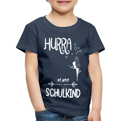 Kinder T-Shirt für den Schulanfang mit Fee Motiv- personalisierbar - Navy