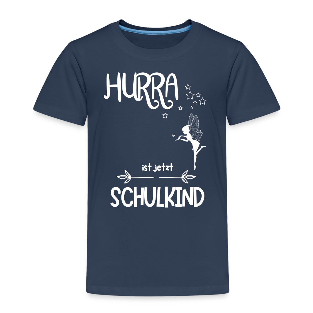 Kinder T-Shirt für den Schulanfang mit Fee Motiv- personalisierbar - Navy