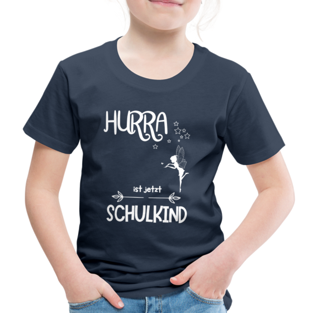 Kinder T-Shirt für den Schulanfang mit Fee Motiv- personalisierbar - Navy