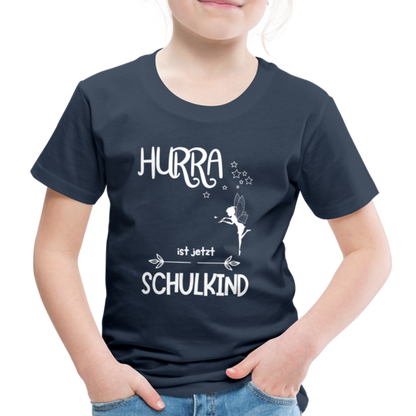 Kinder T-Shirt für den Schulanfang mit Fee Motiv- personalisierbar - Navy