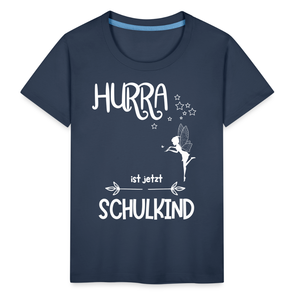 Kinder T-Shirt für den Schulanfang mit Fee Motiv- personalisierbar - Navy