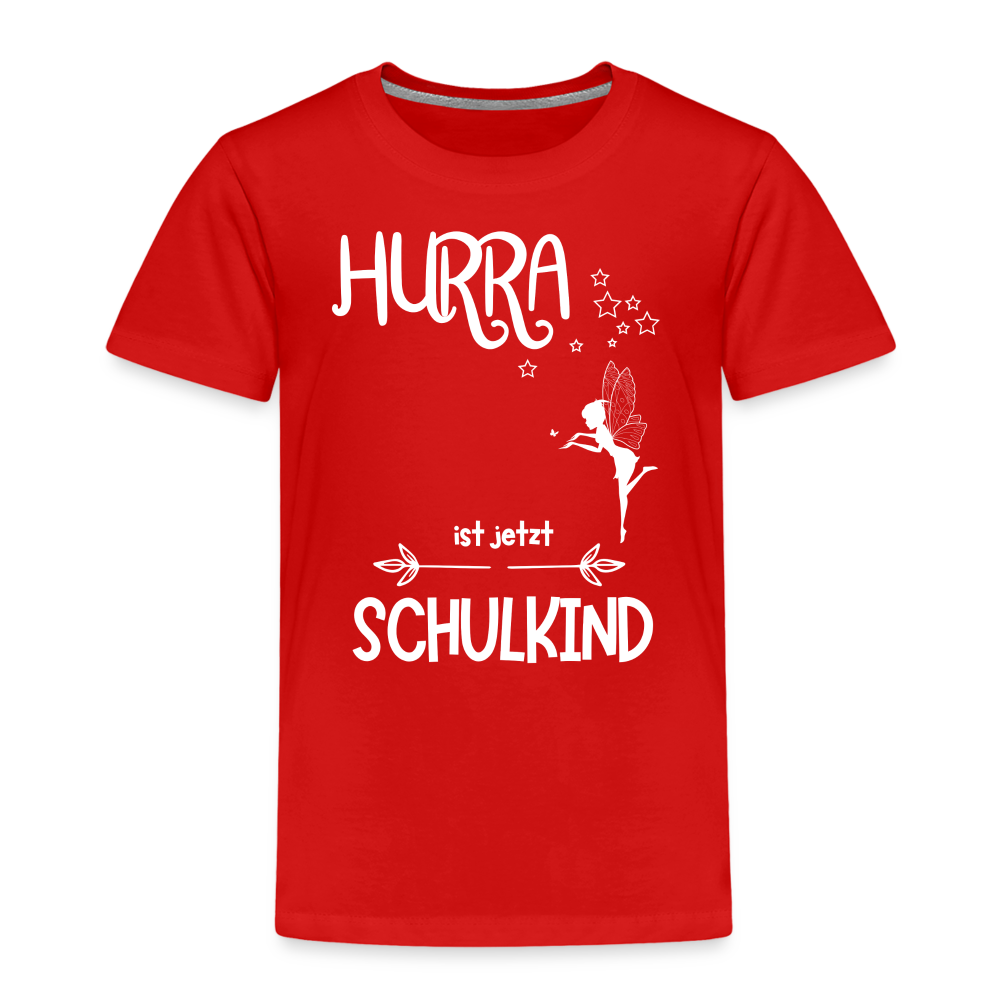 Kinder T-Shirt für den Schulanfang mit Fee Motiv- personalisierbar - Rot