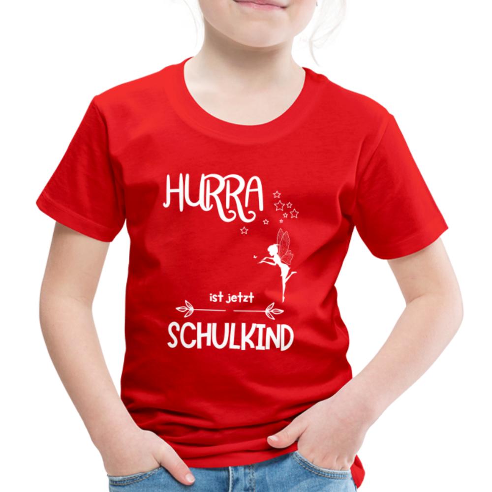 Kinder T-Shirt für den Schulanfang mit Fee Motiv- personalisierbar - Rot