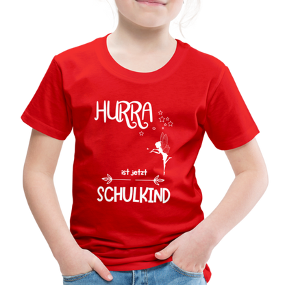 Kinder T-Shirt für den Schulanfang mit Fee Motiv- personalisierbar - Rot