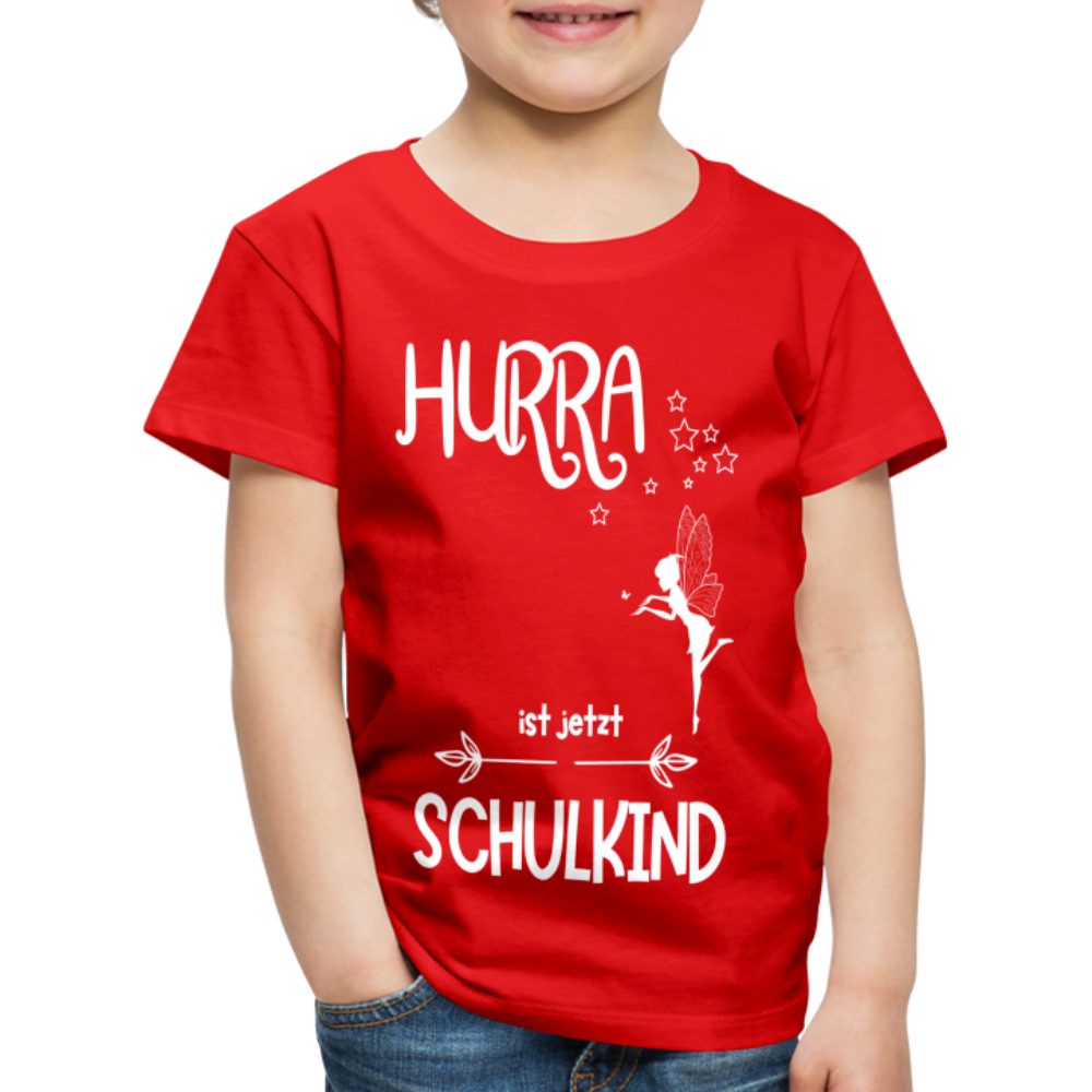 Kinder T-Shirt für den Schulanfang mit Fee Motiv- personalisierbar - Rot