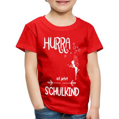 Kinder T-Shirt für den Schulanfang mit Fee Motiv- personalisierbar - Rot