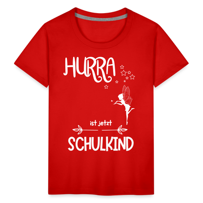 Kinder T-Shirt für den Schulanfang mit Fee Motiv- personalisierbar - Rot