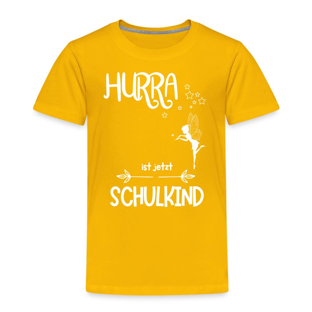 Kinder T-Shirt für den Schulanfang mit Fee Motiv- personalisierbar - Sonnengelb