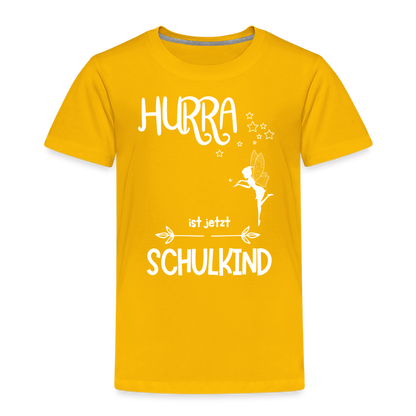 Kinder T-Shirt für den Schulanfang mit Fee Motiv- personalisierbar - Sonnengelb