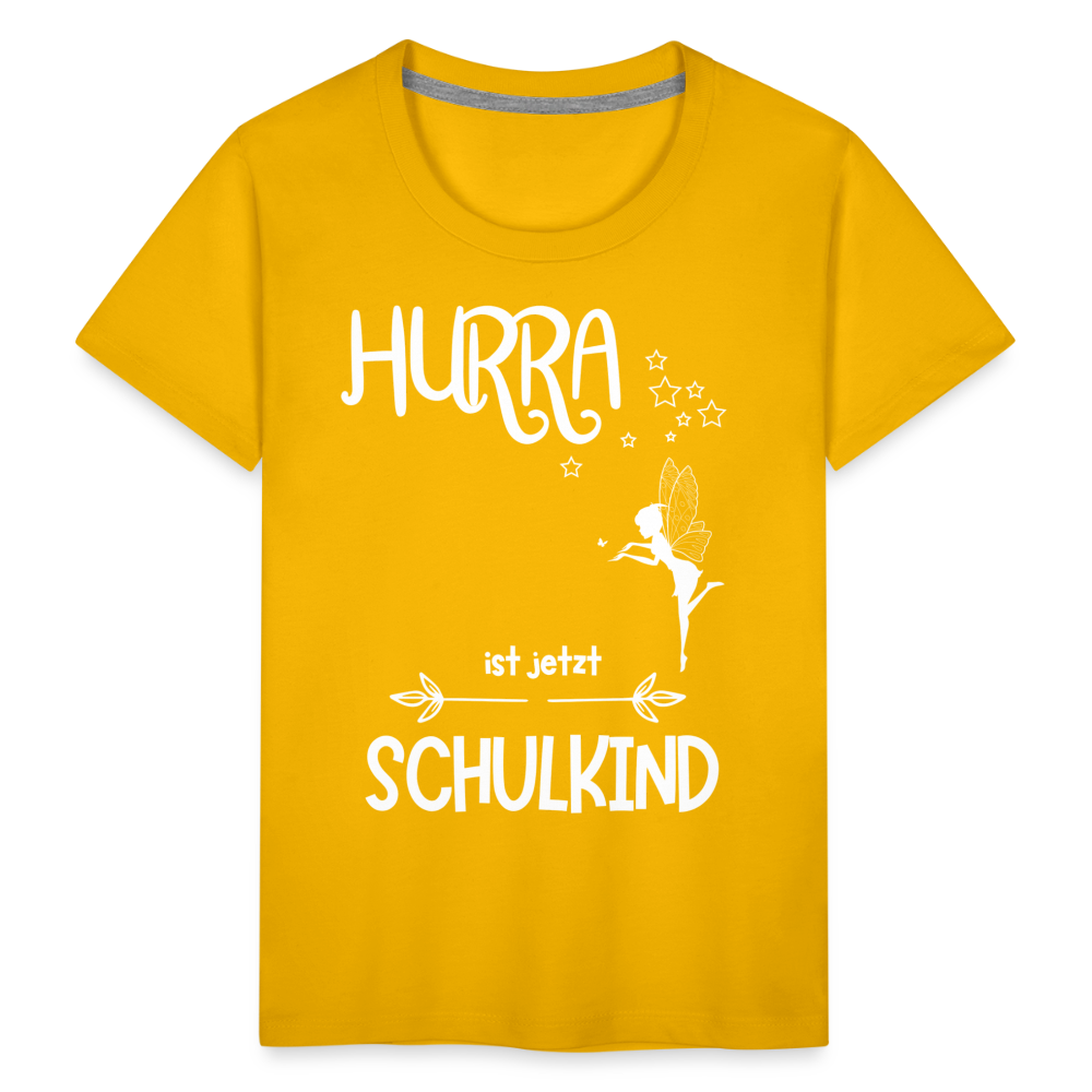 Kinder T-Shirt für den Schulanfang mit Fee Motiv- personalisierbar - Sonnengelb