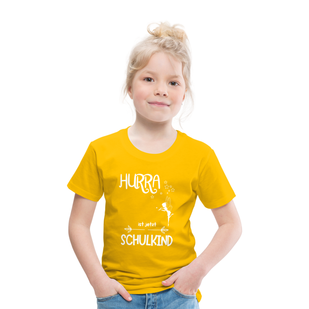 Kinder T-Shirt für den Schulanfang mit Fee Motiv- personalisierbar - Sonnengelb