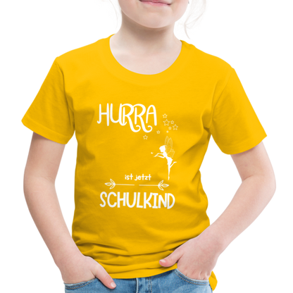 Kinder T-Shirt für den Schulanfang mit Fee Motiv- personalisierbar - Sonnengelb