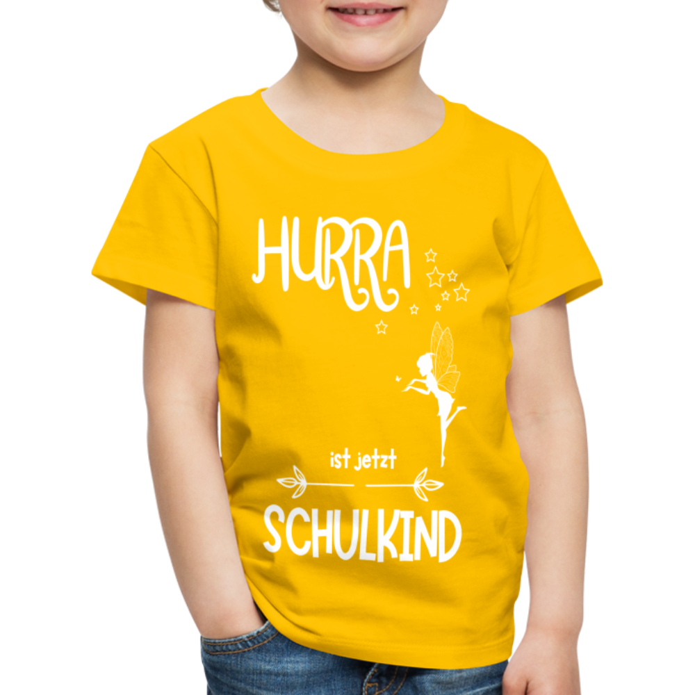 Kinder T-Shirt für den Schulanfang mit Fee Motiv- personalisierbar - Sonnengelb