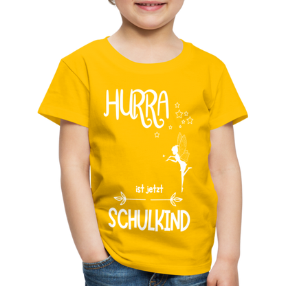 Kinder T-Shirt für den Schulanfang mit Fee Motiv- personalisierbar - Sonnengelb