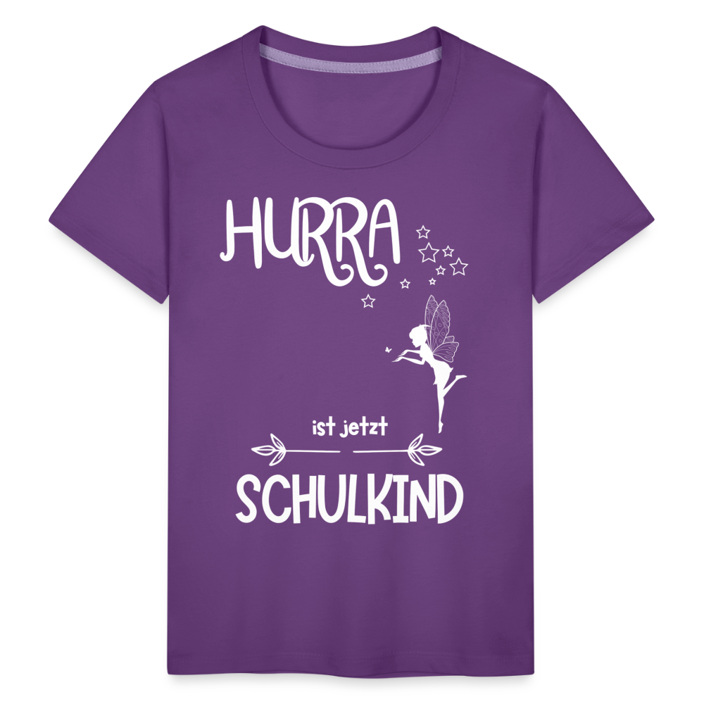 Kinder T-Shirt für den Schulanfang mit Fee Motiv- personalisierbar - Lila