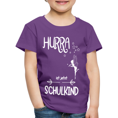 Kinder T-Shirt für den Schulanfang mit Fee Motiv- personalisierbar - Lila