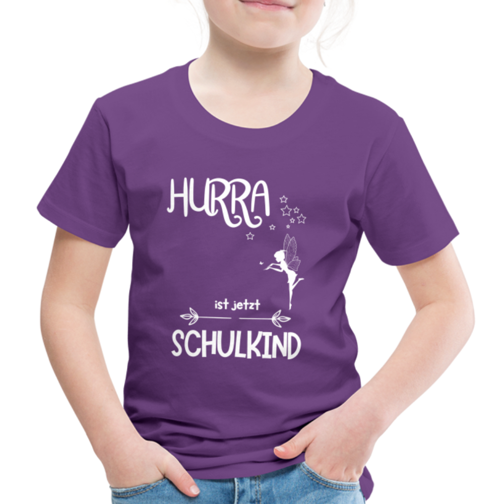 Kinder T-Shirt für den Schulanfang mit Fee Motiv- personalisierbar - Lila