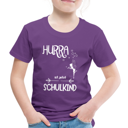 Kinder T-Shirt für den Schulanfang mit Fee Motiv- personalisierbar - Lila