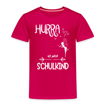 Kinder T-Shirt für den Schulanfang mit Fee Motiv- personalisierbar - dunkles Pink