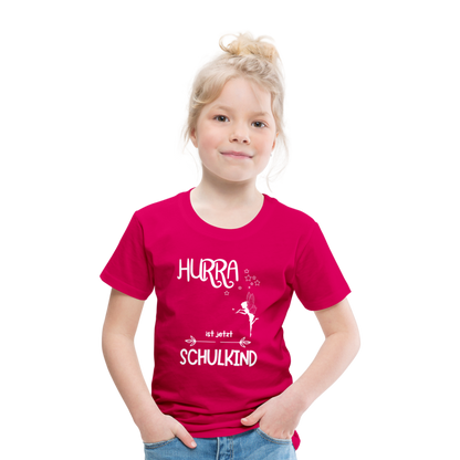 Kinder T-Shirt für den Schulanfang mit Fee Motiv- personalisierbar - dunkles Pink