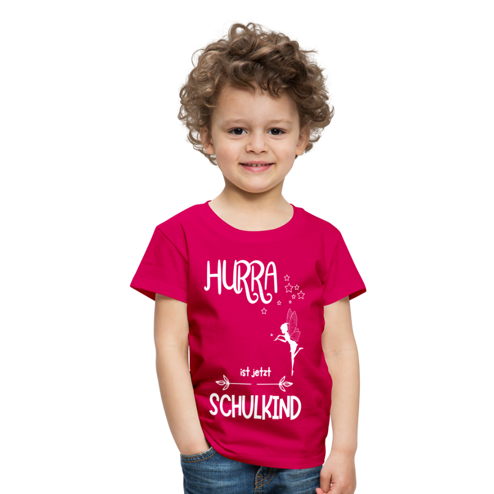 Kinder T-Shirt für den Schulanfang mit Fee Motiv- personalisierbar - dunkles Pink