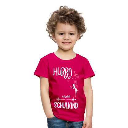 Kinder T-Shirt für den Schulanfang mit Fee Motiv- personalisierbar - dunkles Pink