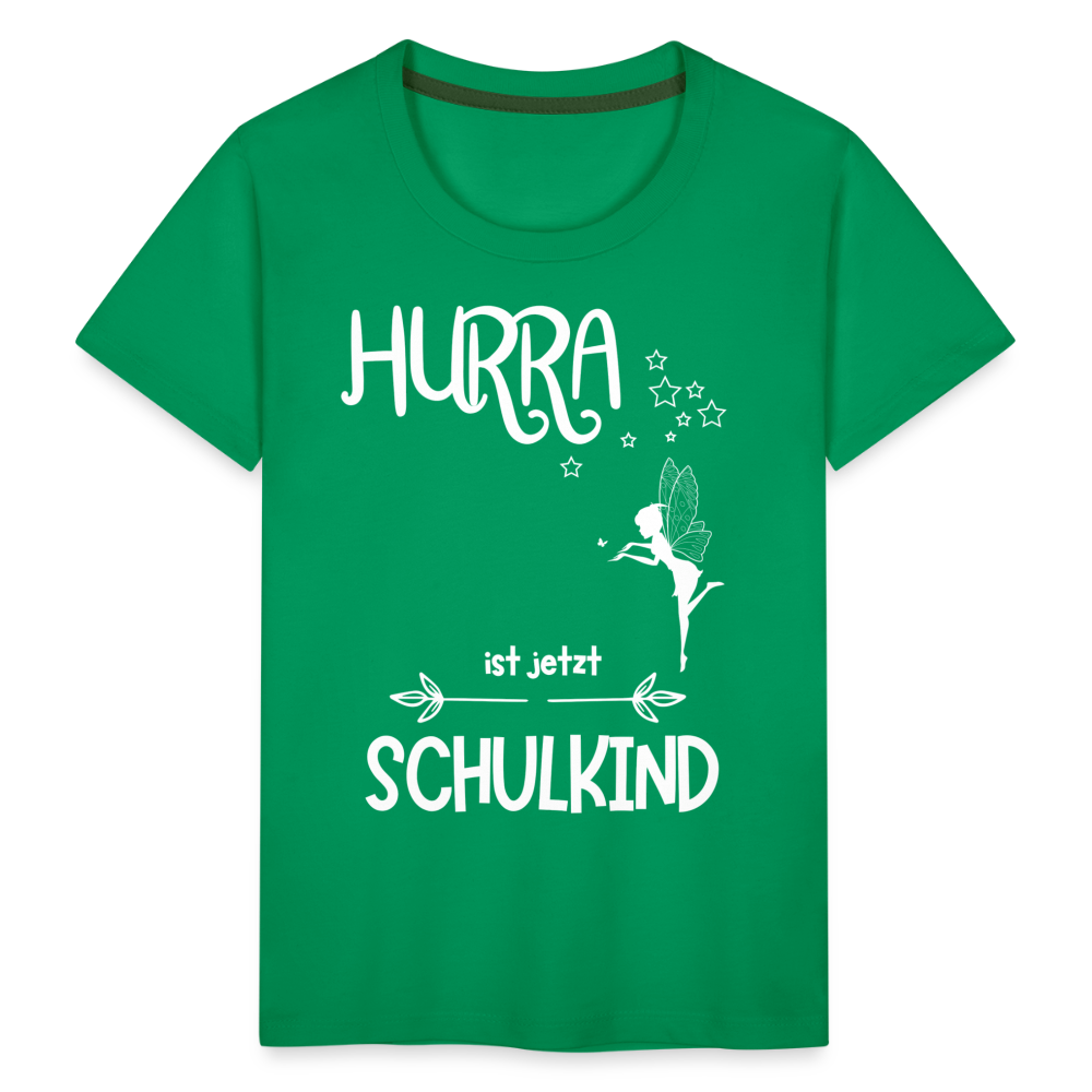 Kinder T-Shirt für den Schulanfang mit Fee Motiv- personalisierbar - Kelly Green