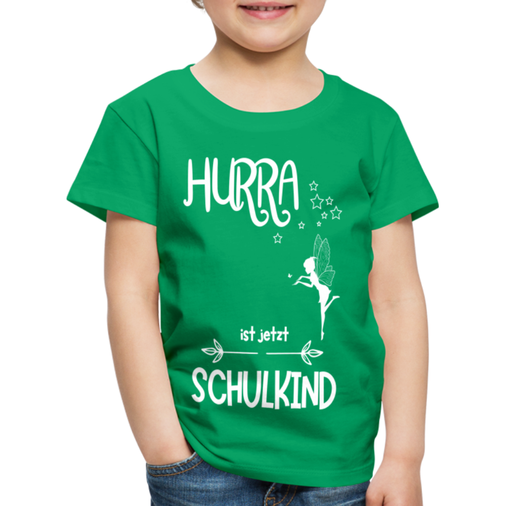 Kinder T-Shirt für den Schulanfang mit Fee Motiv- personalisierbar - Kelly Green