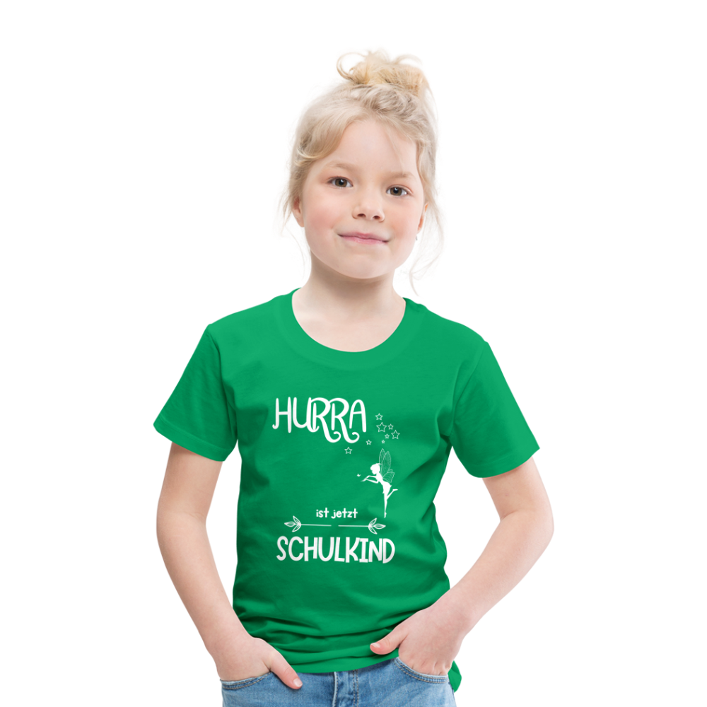 Kinder T-Shirt für den Schulanfang mit Fee Motiv- personalisierbar - Kelly Green